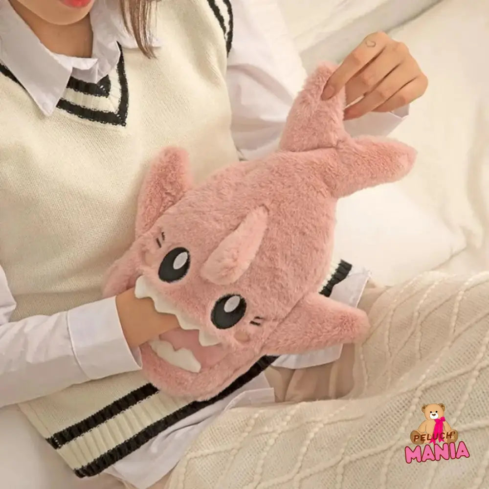 Bouillotte Peluche Requin Rose