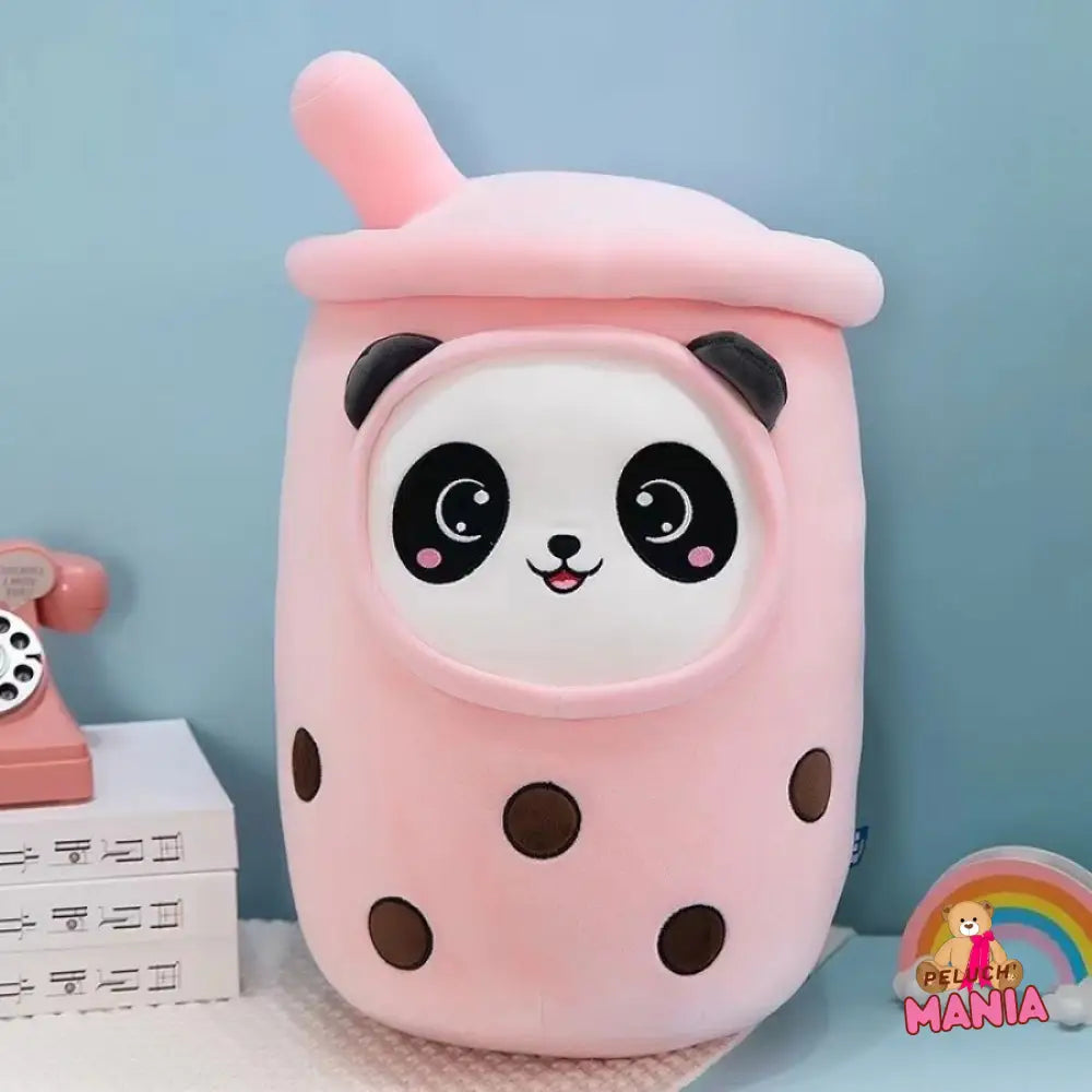 Peluche Bubble Tea Panda Rose / 20 - 25Cm