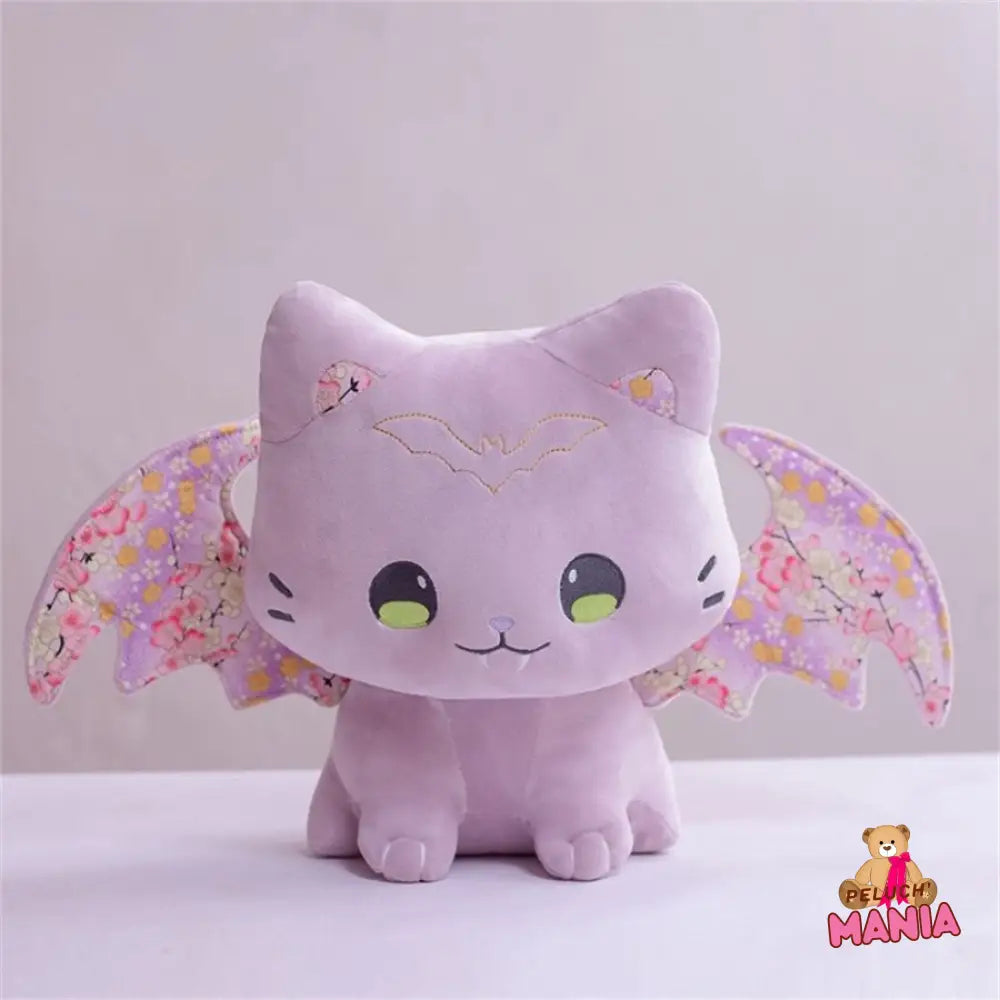 Peluche Chat Ailé Sakura Mauve / 30Cm