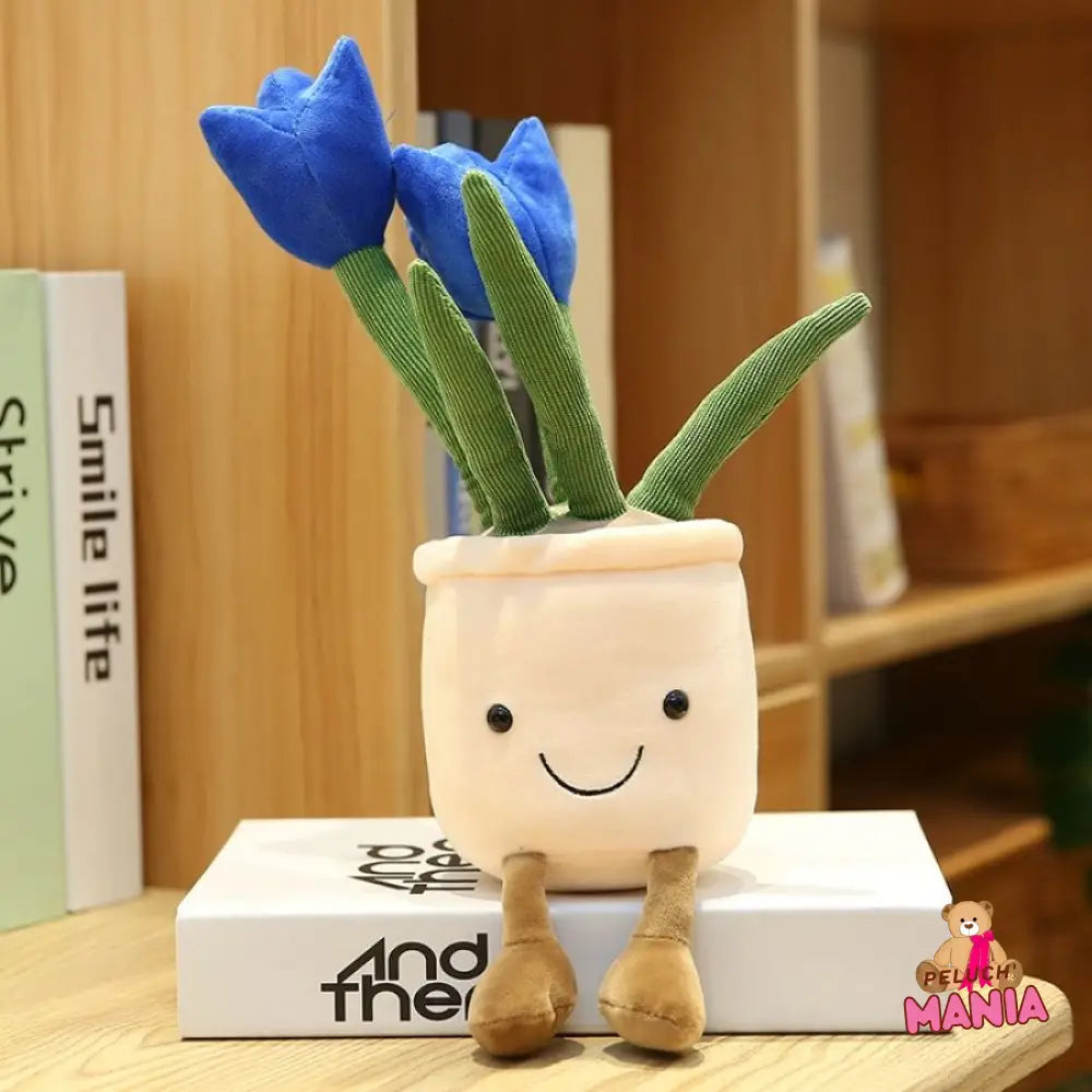 Peluche Kawaii Fleur Tulipe Bleu