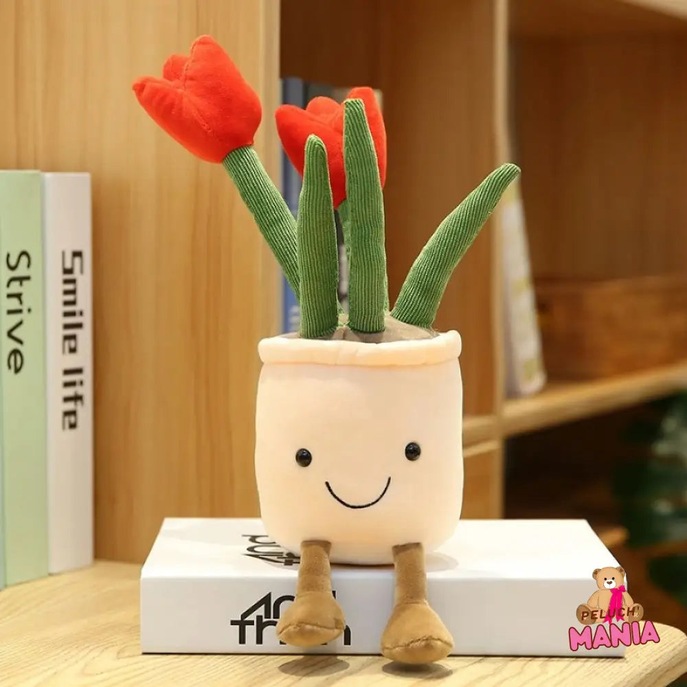 Peluche Kawaii Fleur Tulipe Rouge