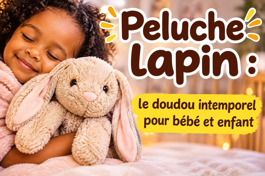Une peluche lapin et un enfant ensemble