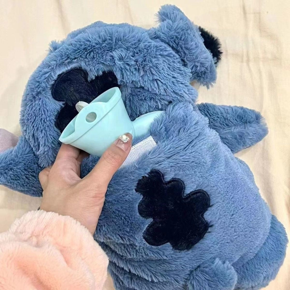 Baby Stitch on Pillow with Bottle
